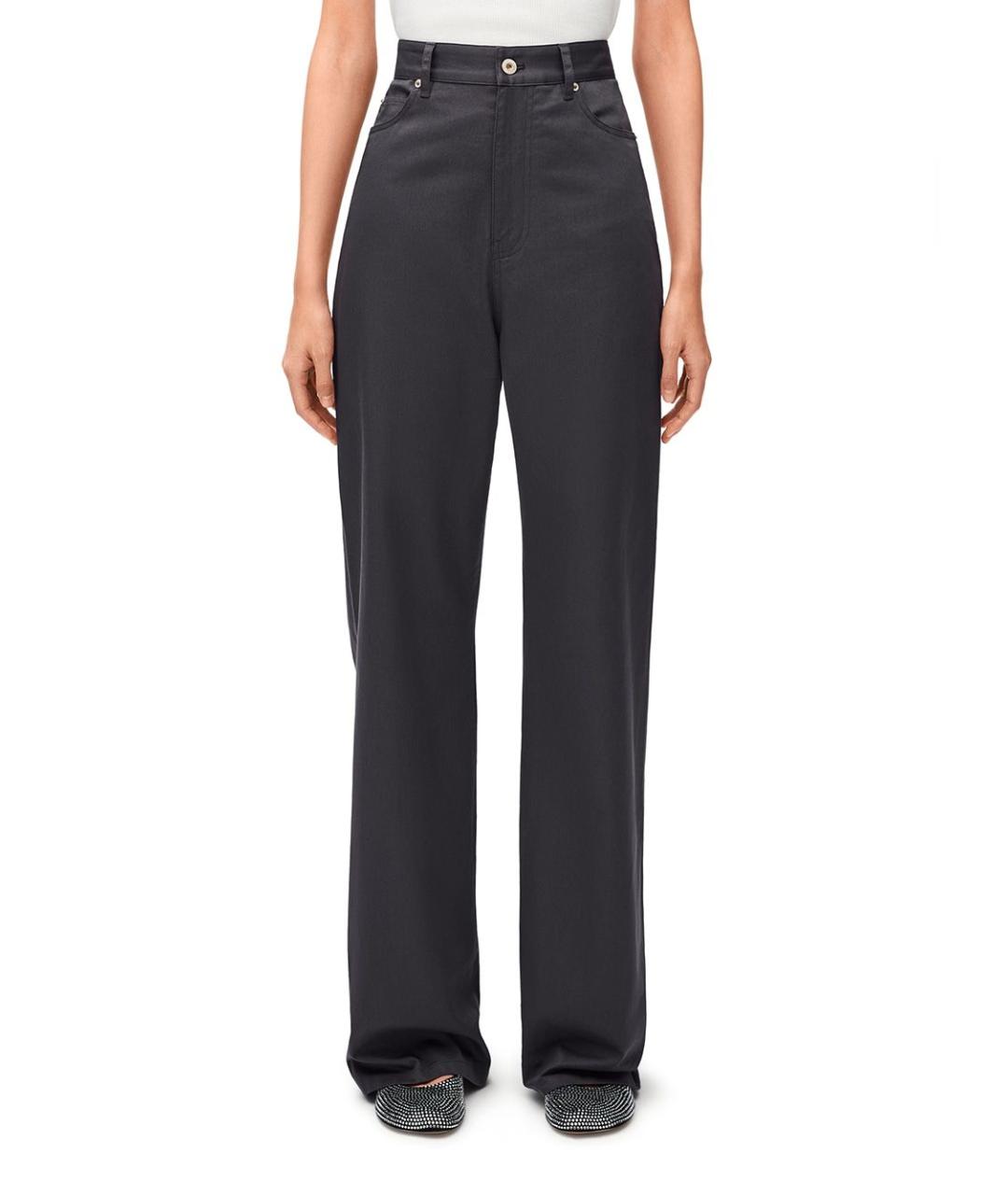 LOEWE Серые хлопковые прямые брюки, фото 2