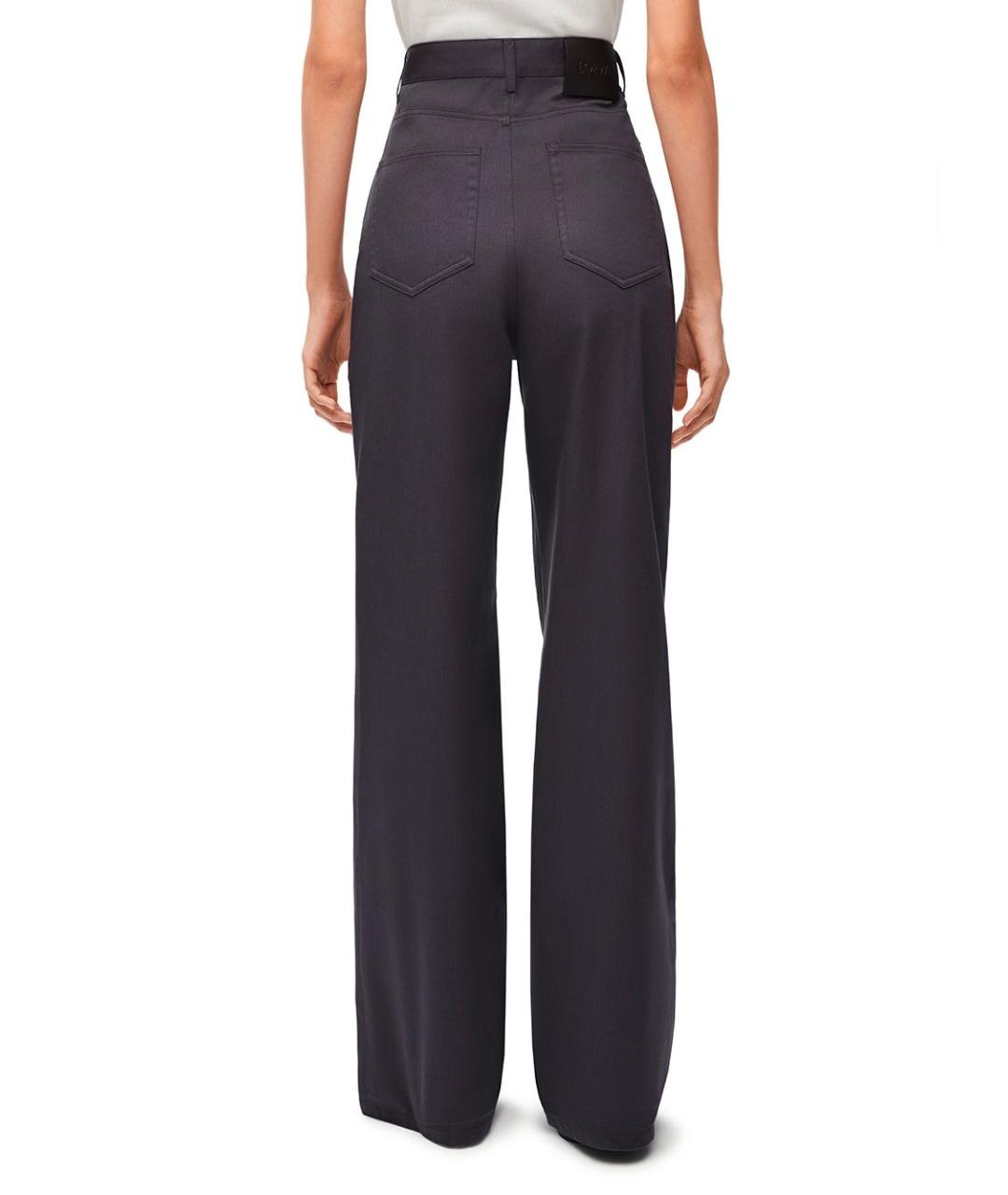 LOEWE Серые хлопковые прямые брюки, фото 3