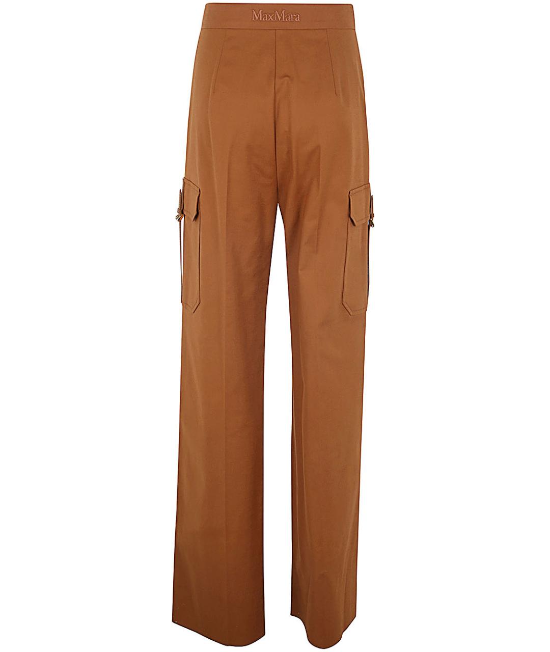 MAX MARA Коричневые хлопковые прямые брюки, фото 2