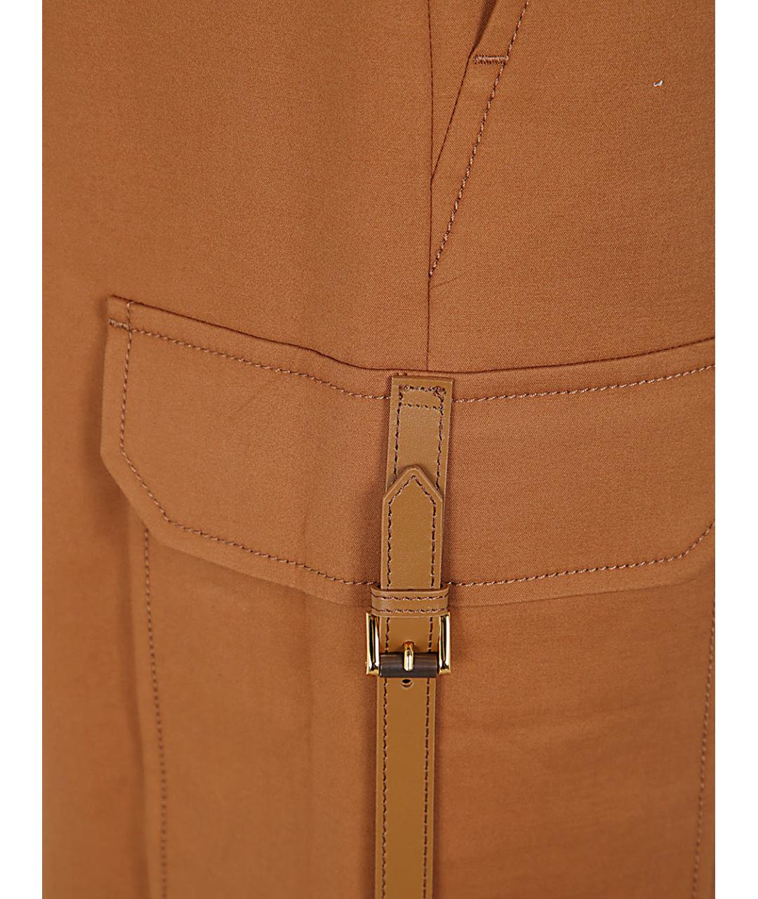 MAX MARA Коричневые хлопковые прямые брюки, фото 3