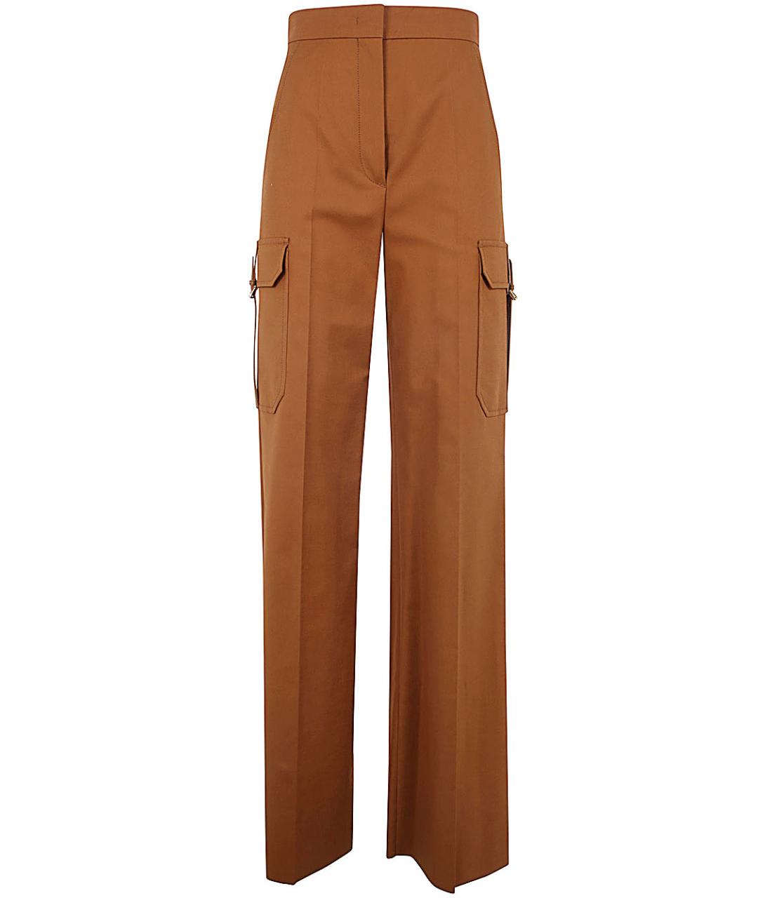 MAX MARA Коричневые хлопковые прямые брюки, фото 1