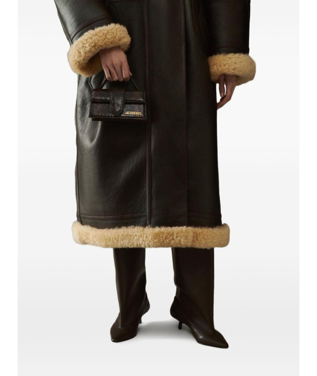 JACQUEMUS Коричневая кожаная сумка с короткими ручками, фото 2