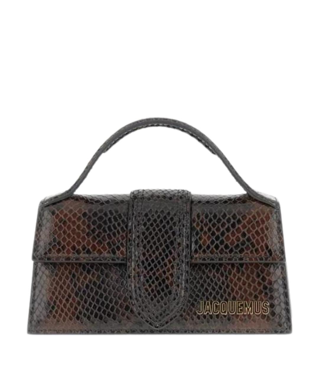 JACQUEMUS Коричневая кожаная сумка с короткими ручками, фото 1