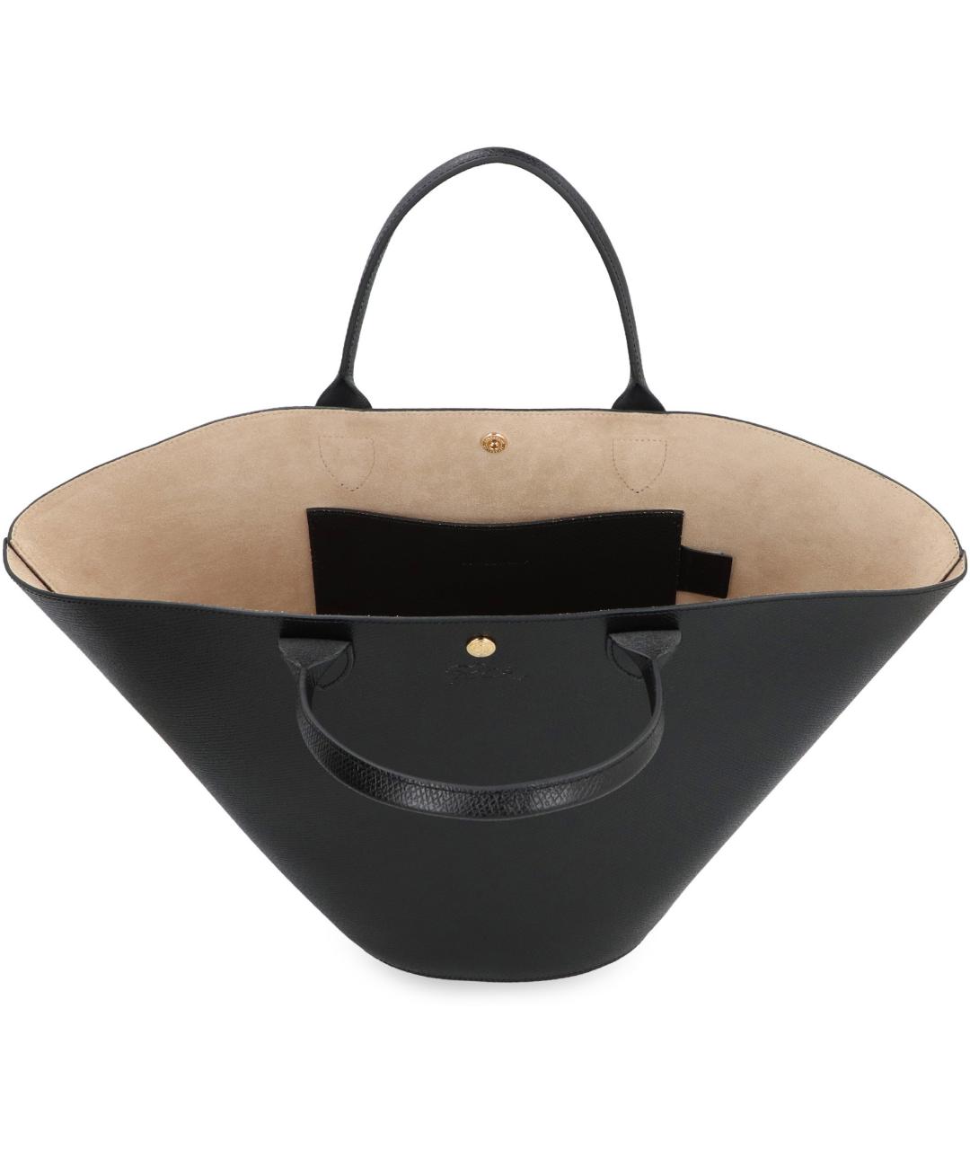 LONGCHAMP Черная кожаная сумка тоут, фото 4