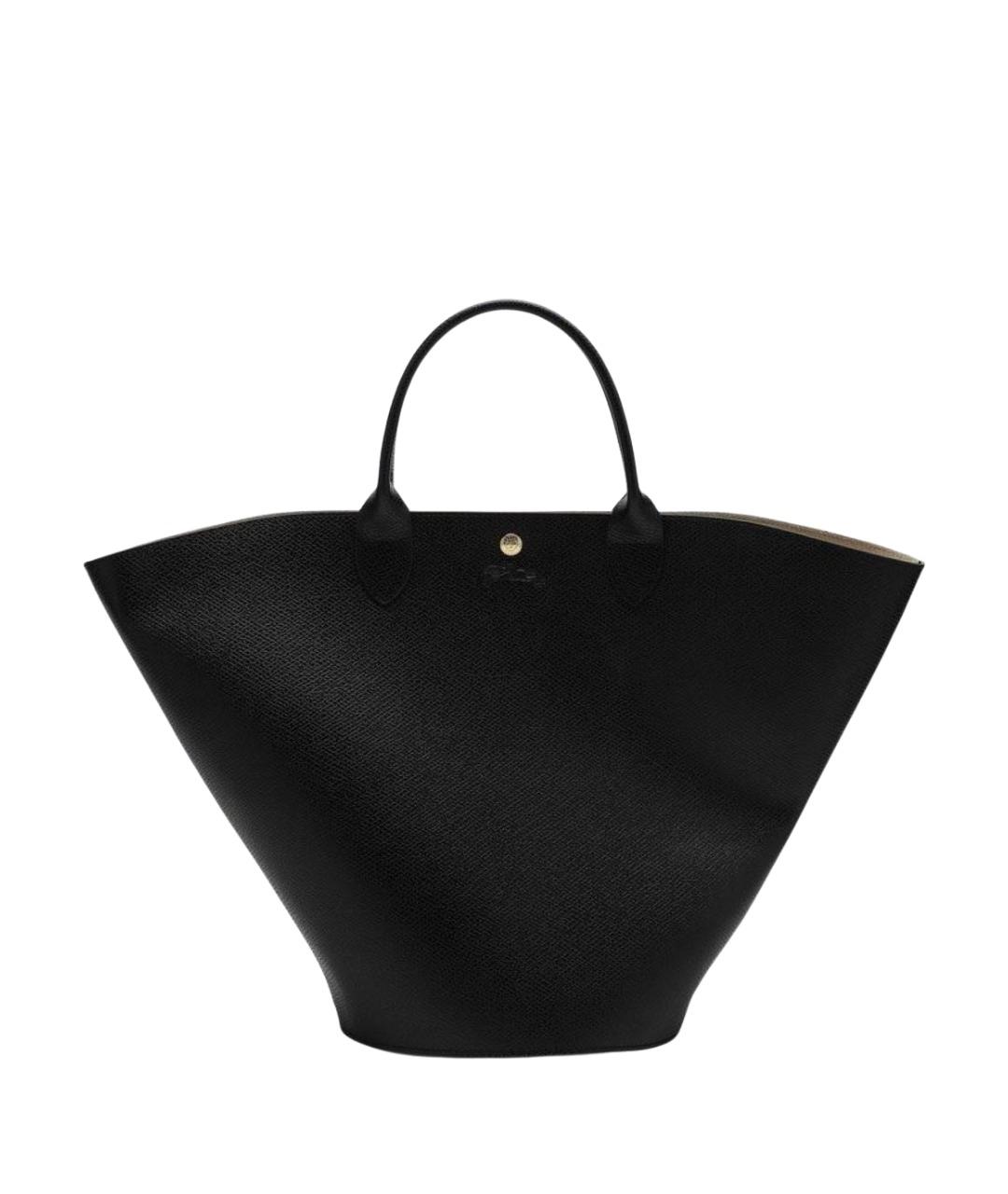 LONGCHAMP Черная кожаная сумка тоут, фото 1