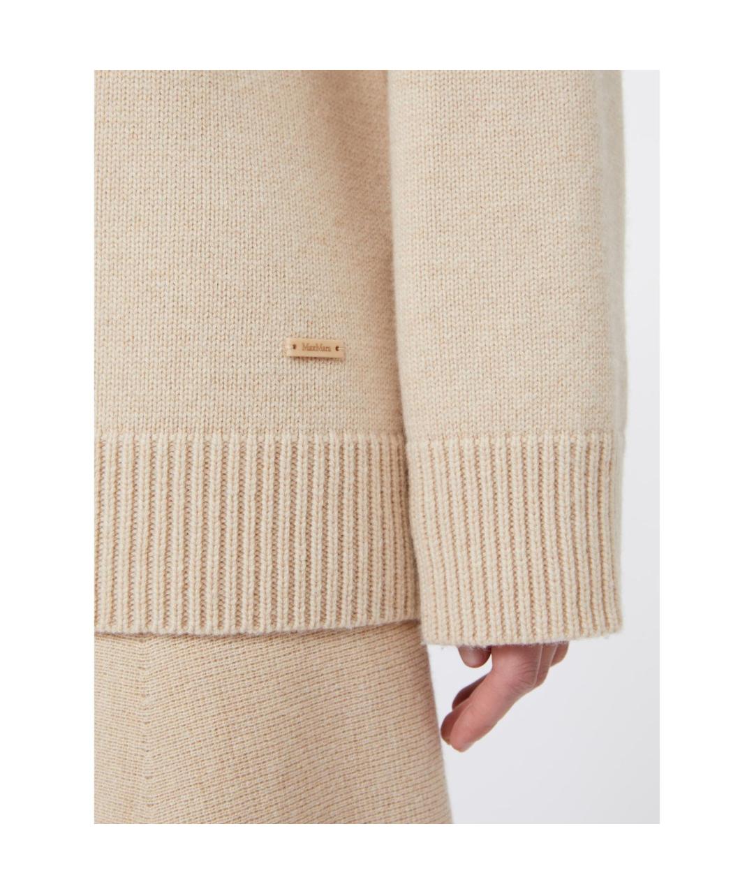 MAX MARA Бежевый шерстяной джемпер / свитер, фото 2