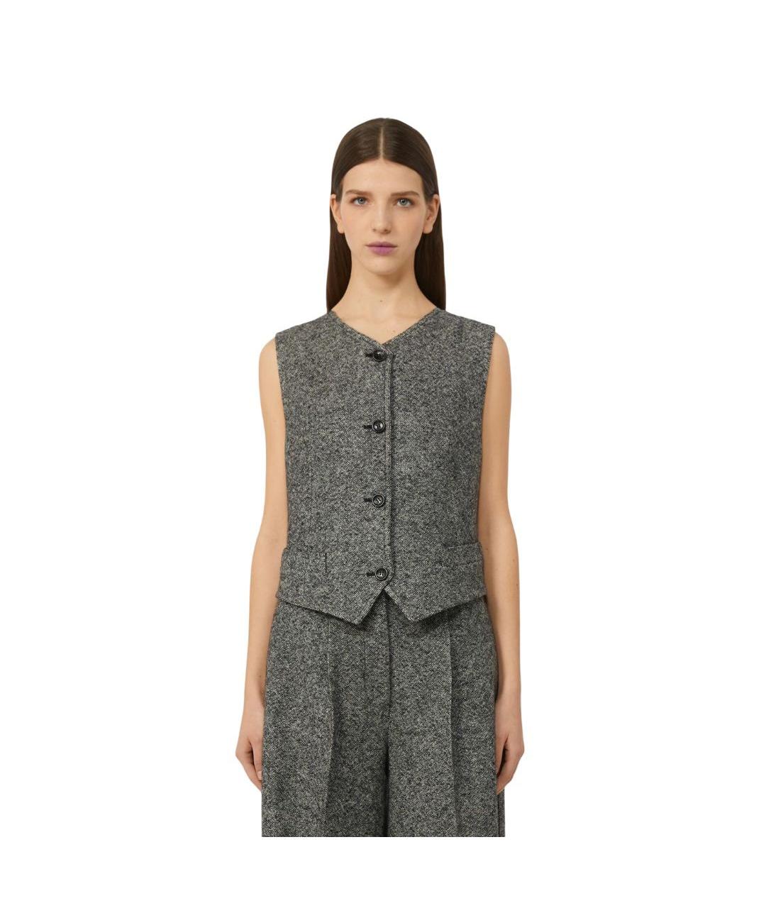 MAX MARA Серый шерстяной жилет, фото 2