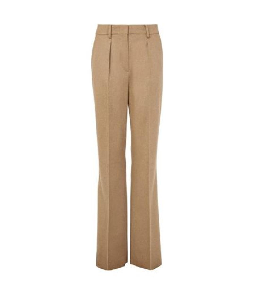 MAX MARA Бежевые шерстяные прямые брюки, фото 1