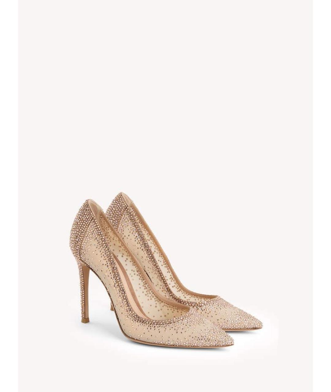 GIANVITO ROSSI Золотые текстильные туфли, фото 2