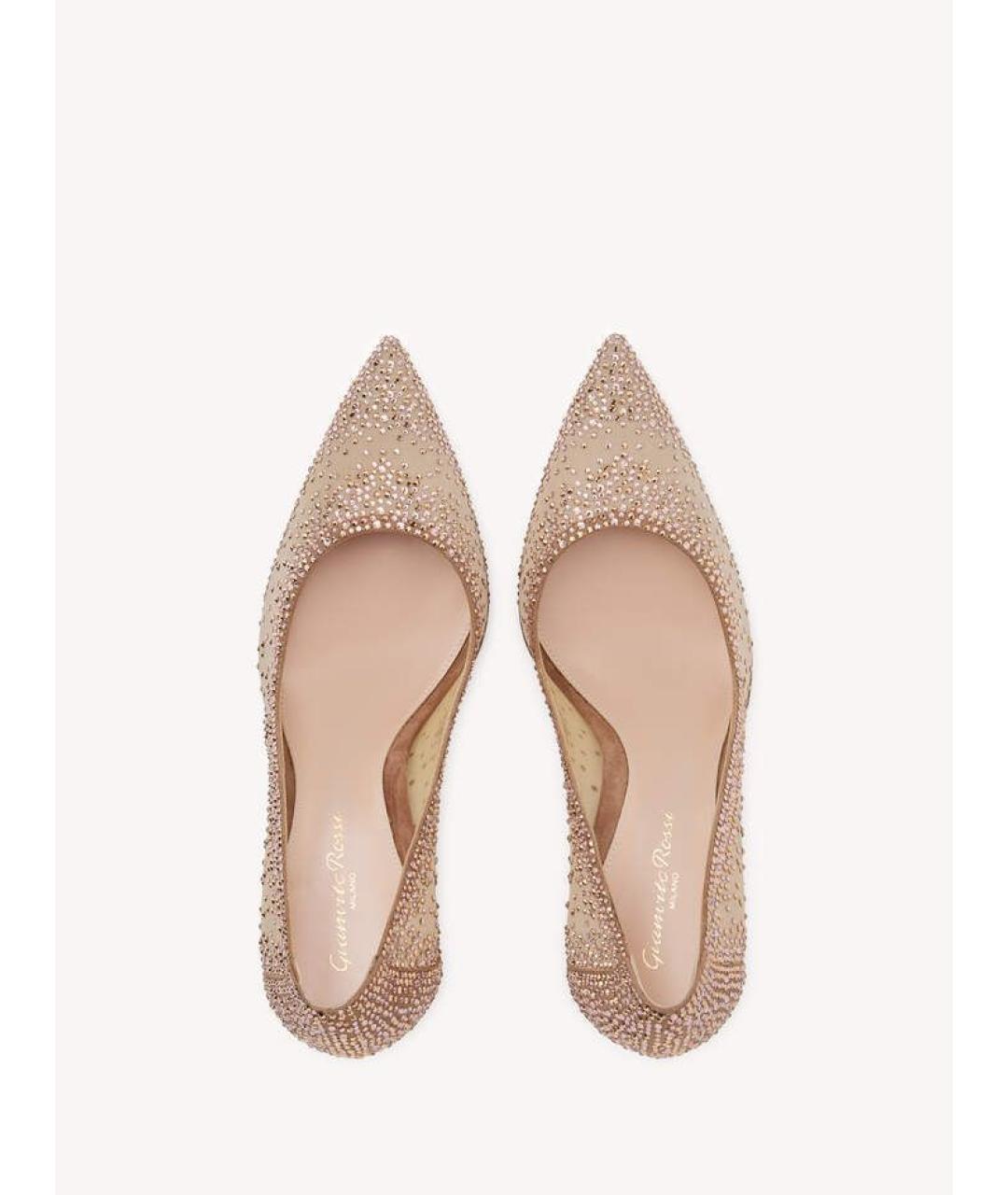 GIANVITO ROSSI Золотые текстильные туфли, фото 3