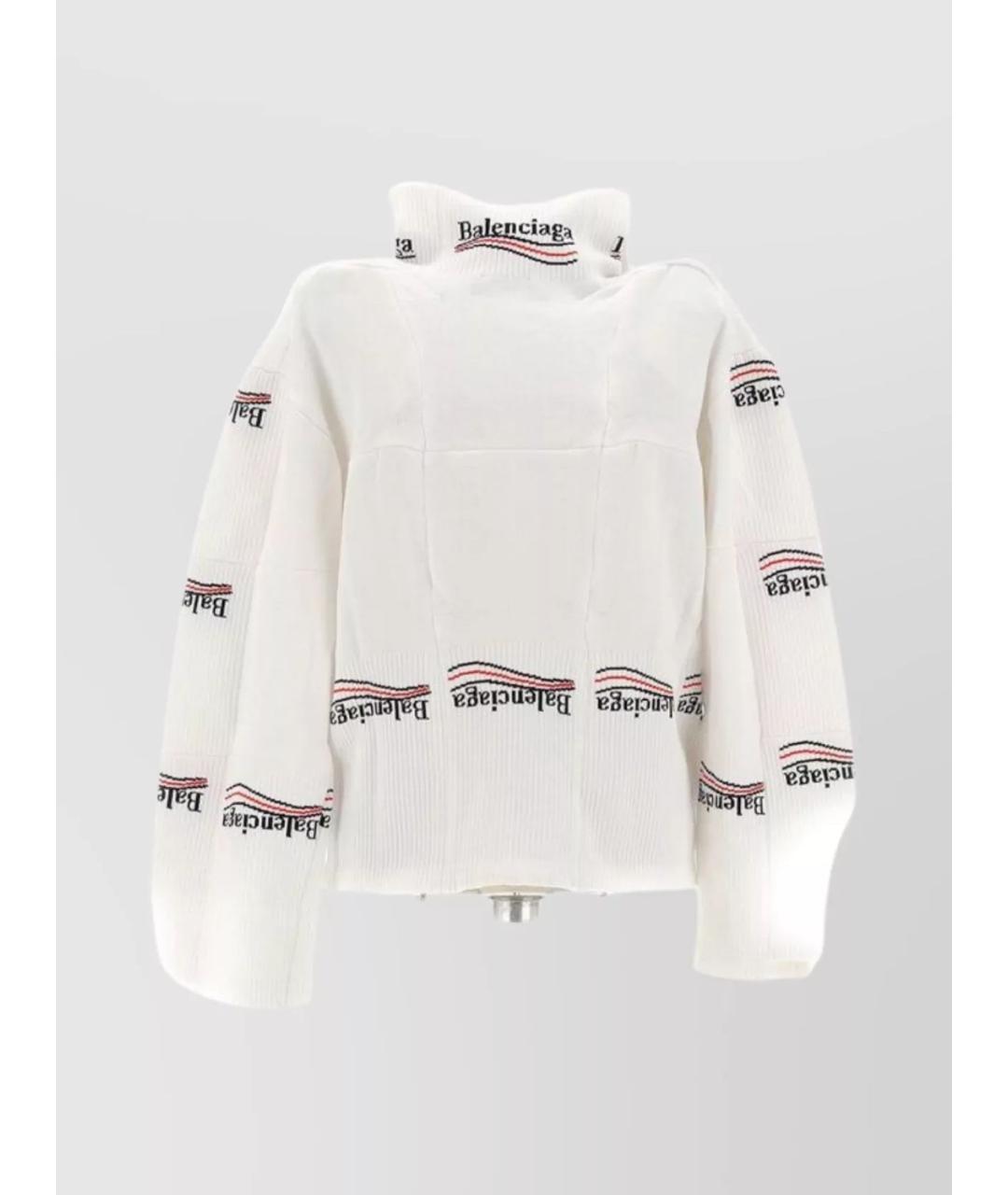 BALENCIAGA Белый хлопковый джемпер / свитер, фото 2