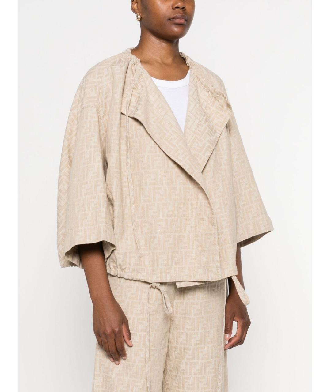 FENDI Бежевая хлопковая куртка, фото 4