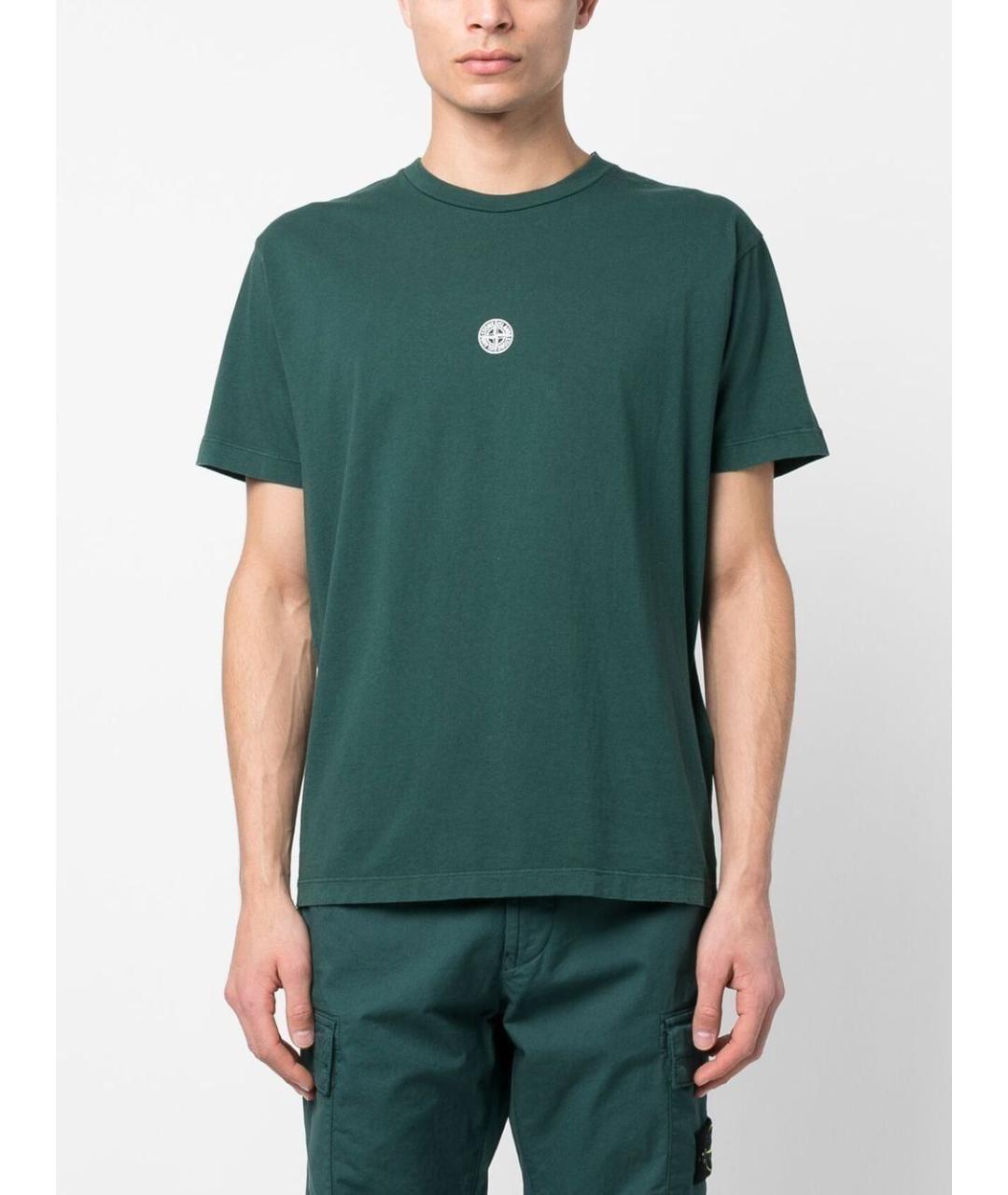 STONE ISLAND Зеленая хлопковая футболка, фото 3