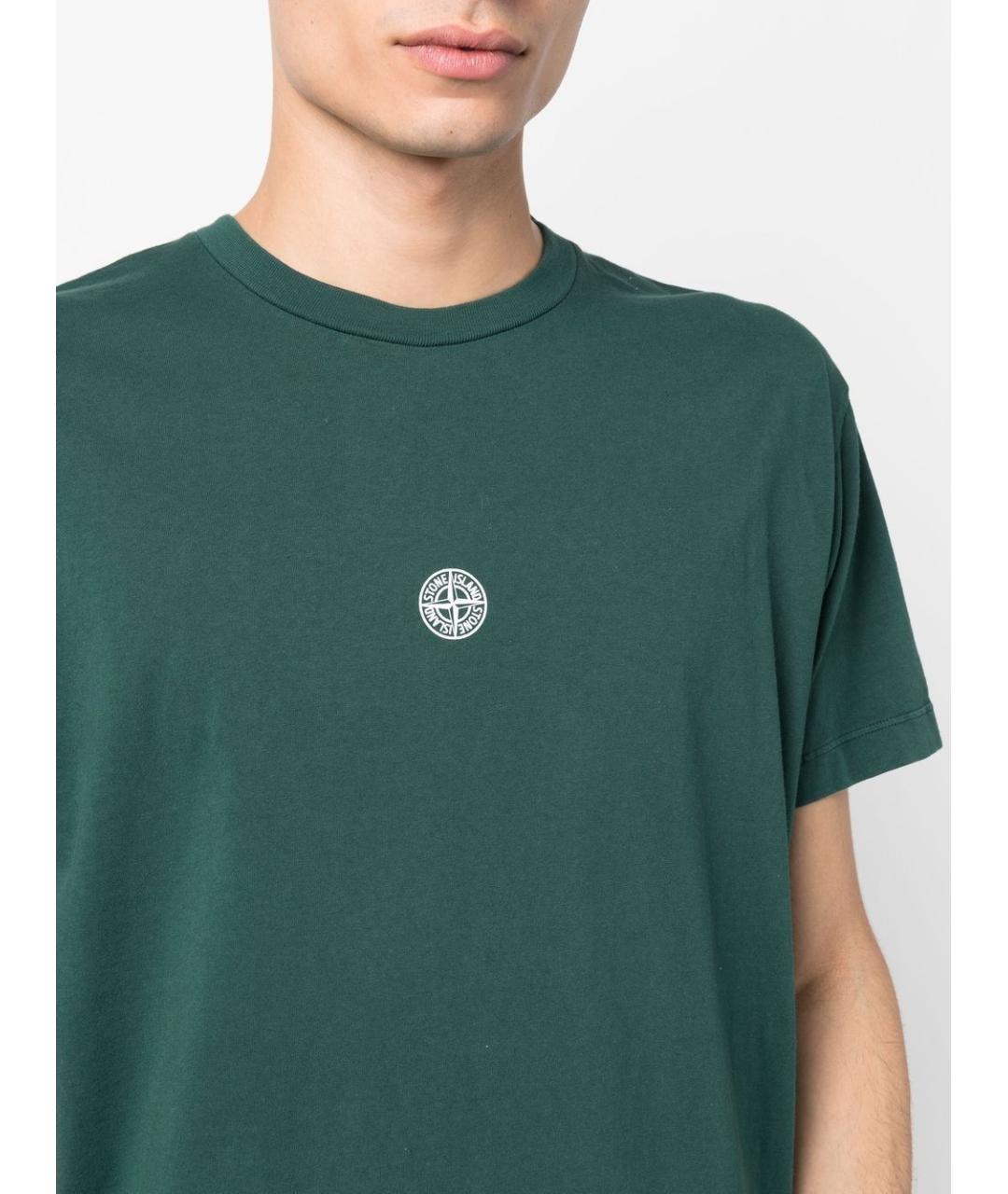 STONE ISLAND Зеленая хлопковая футболка, фото 5