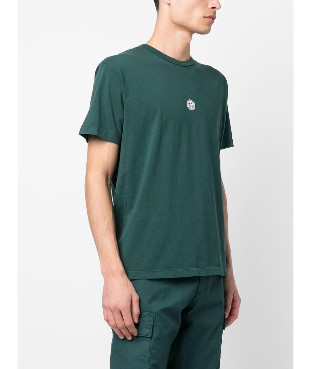 STONE ISLAND Зеленая хлопковая футболка, фото 4