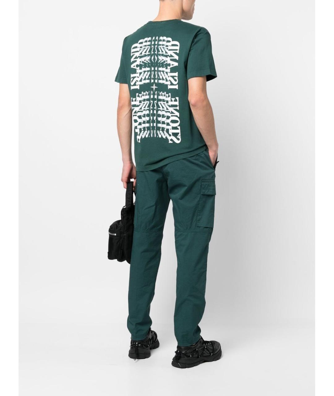 STONE ISLAND Зеленая хлопковая футболка, фото 2
