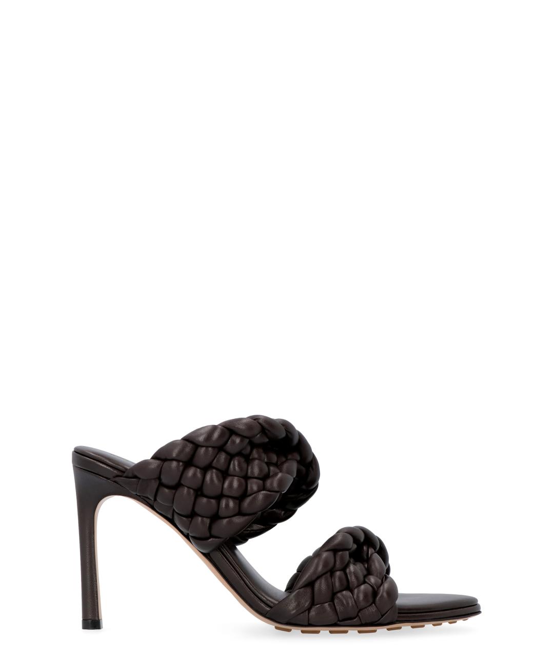 BOTTEGA VENETA Коричневые кожаные мюли, фото 1