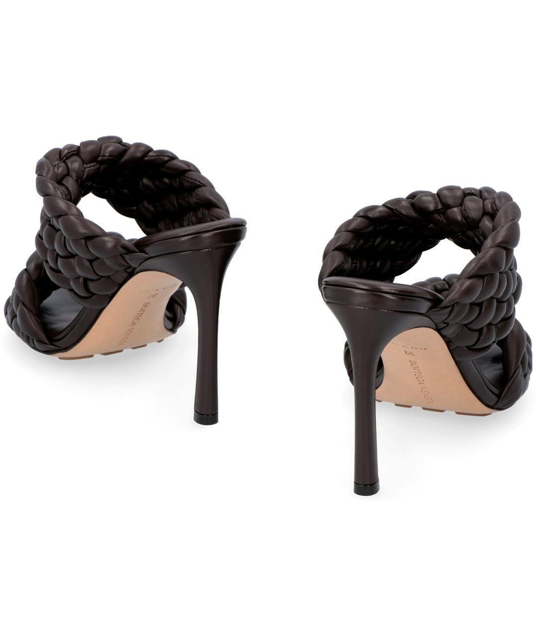 BOTTEGA VENETA Коричневые кожаные мюли, фото 4