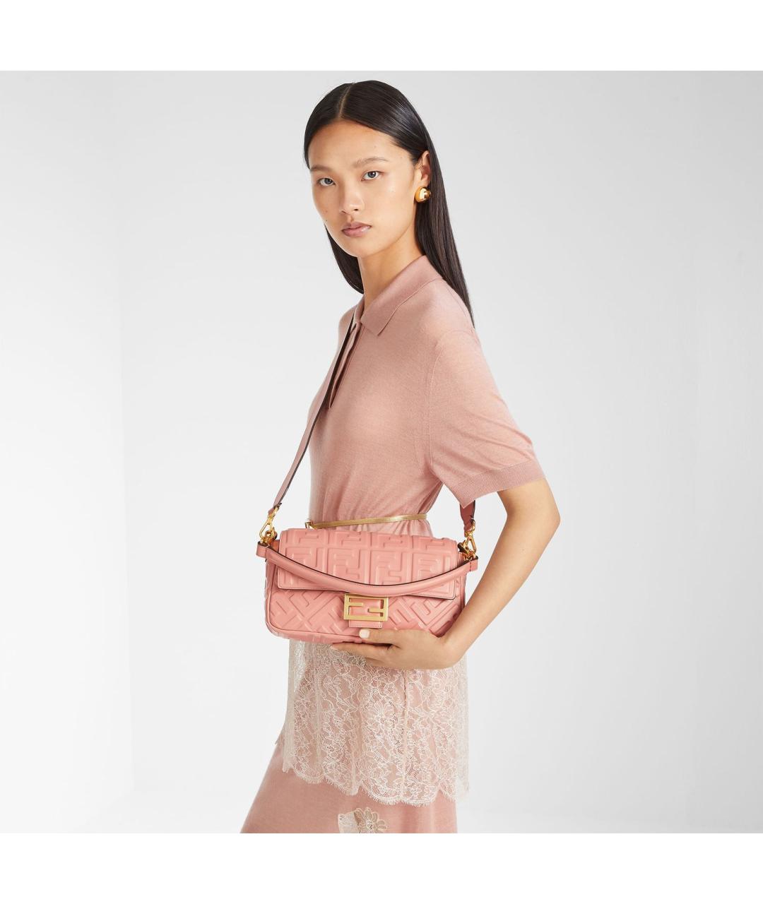 FENDI Розовая кожаная сумка через плечо, фото 4