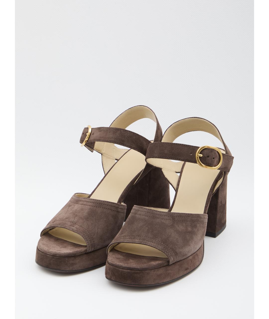 VALENTINO Коричневые замшевые босоножки, фото 2