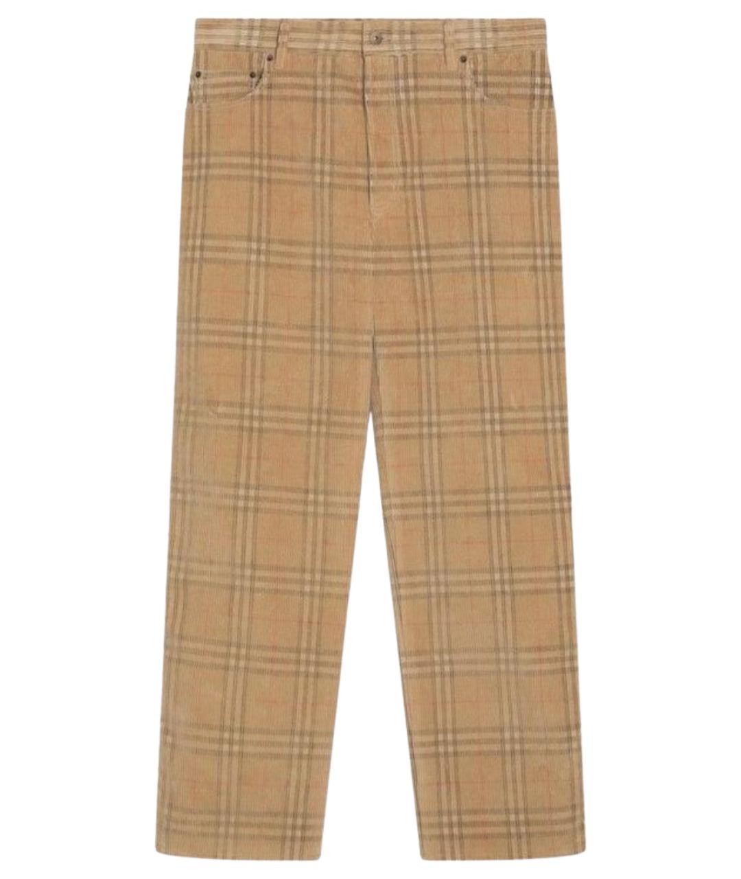 BURBERRY Бежевые хлопковые повседневные брюки, фото 1