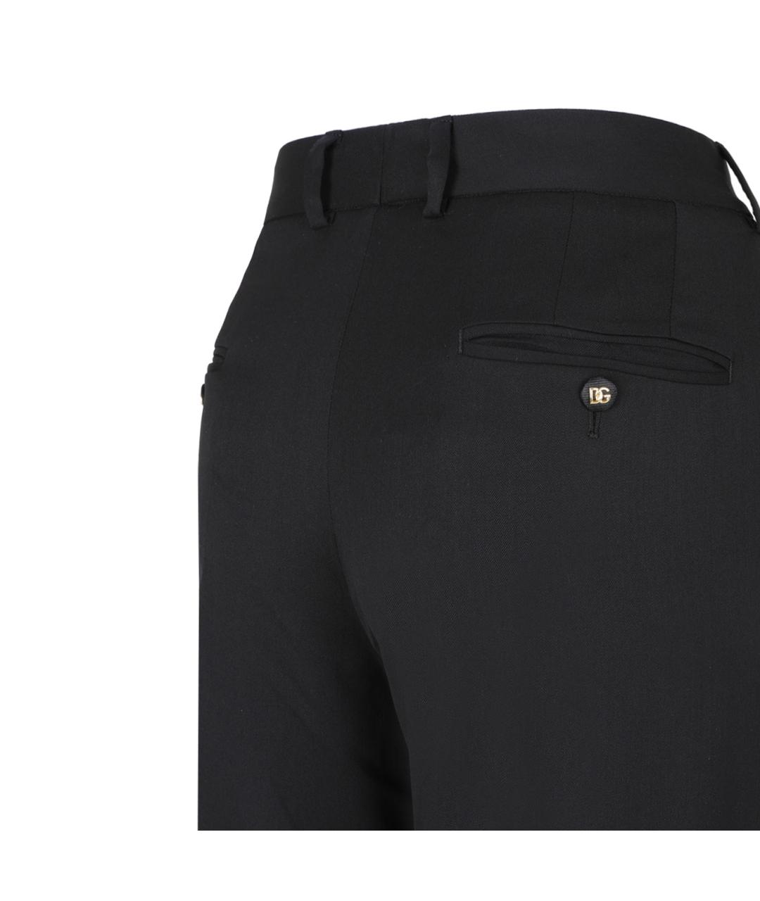 DOLCE&GABBANA Черные шерстяные прямые брюки, фото 4