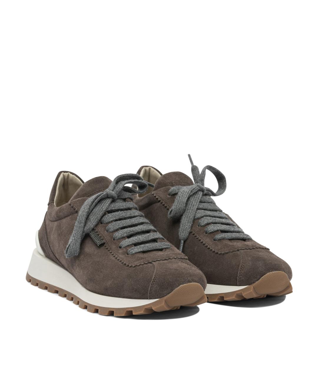 BRUNELLO CUCINELLI Коричневые замшевые кроссовки, фото 2
