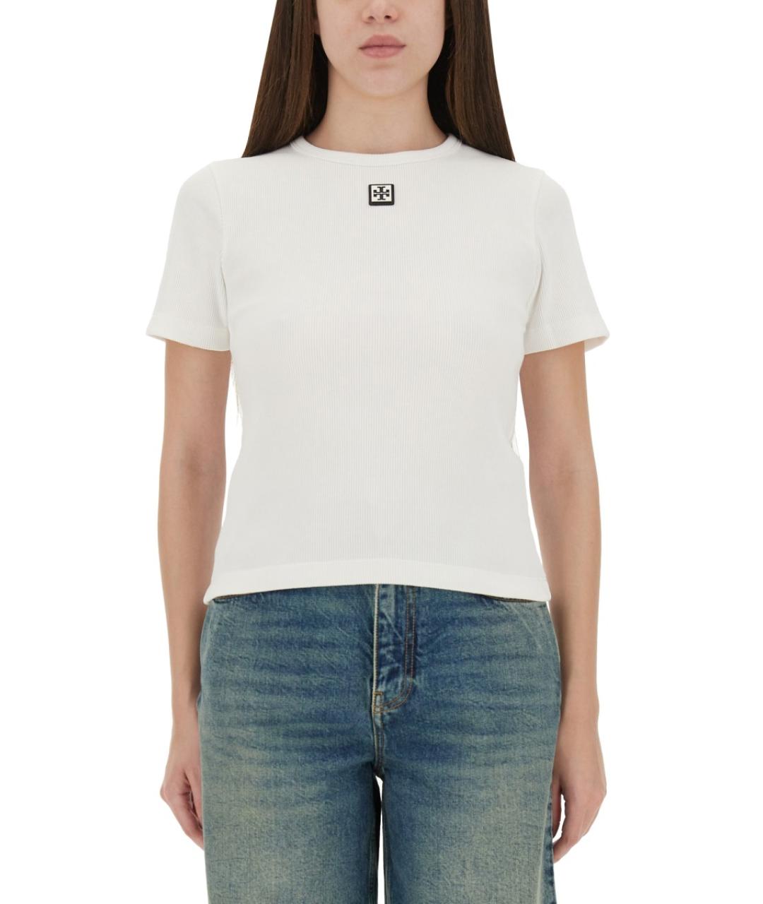 TORY BURCH Белая хлопковая футболка, фото 4