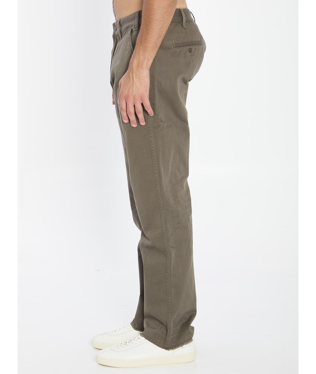 CELINE Зеленые хлопковые повседневные брюки, фото 4