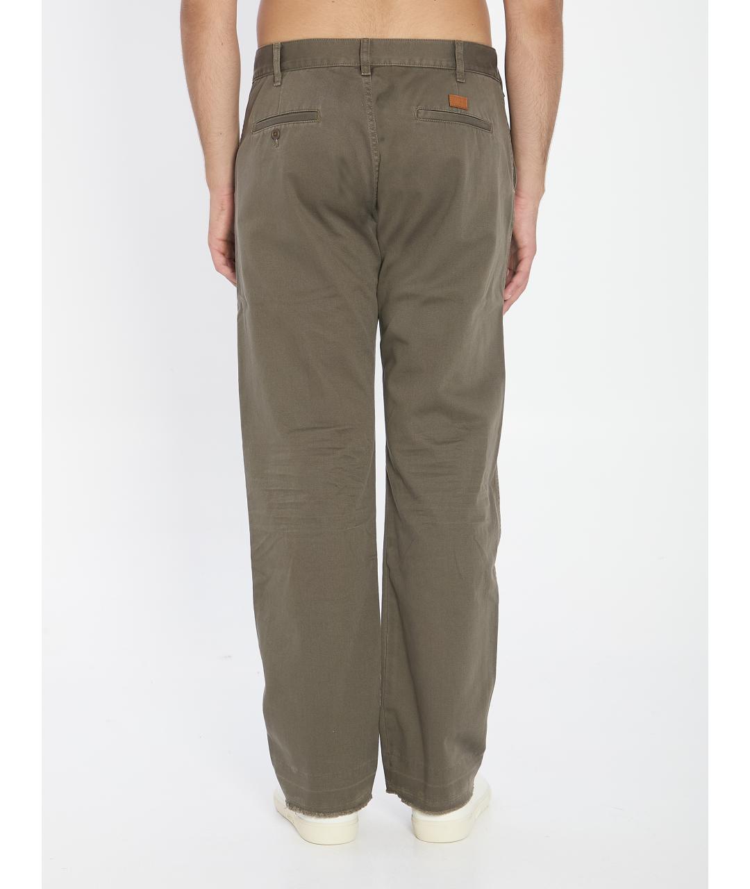 CELINE Зеленые хлопковые повседневные брюки, фото 5