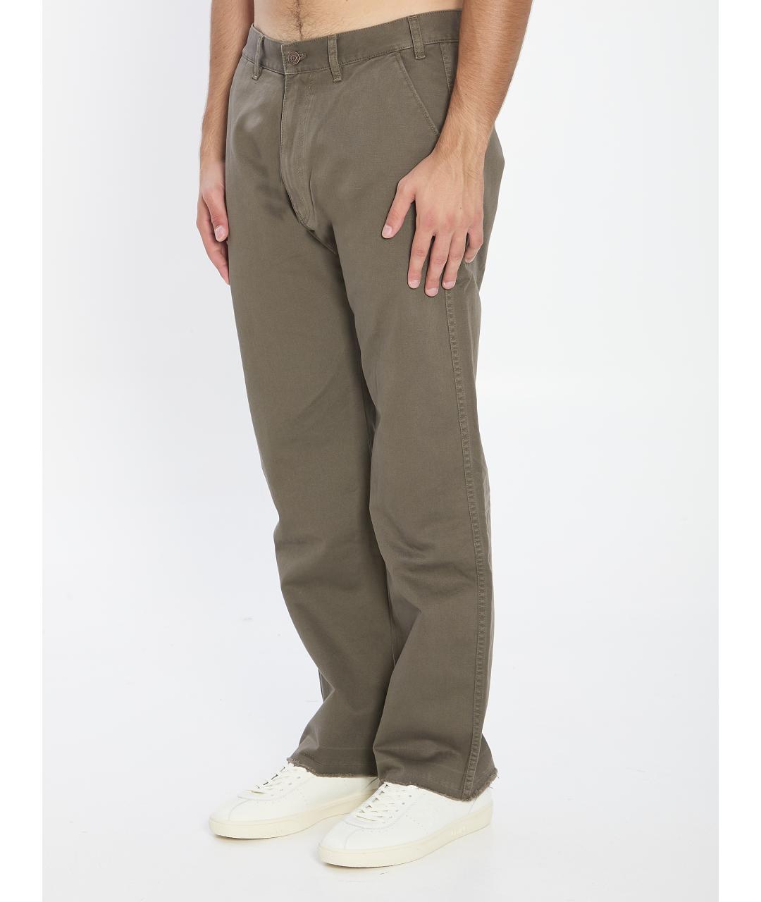 CELINE Зеленые хлопковые повседневные брюки, фото 3