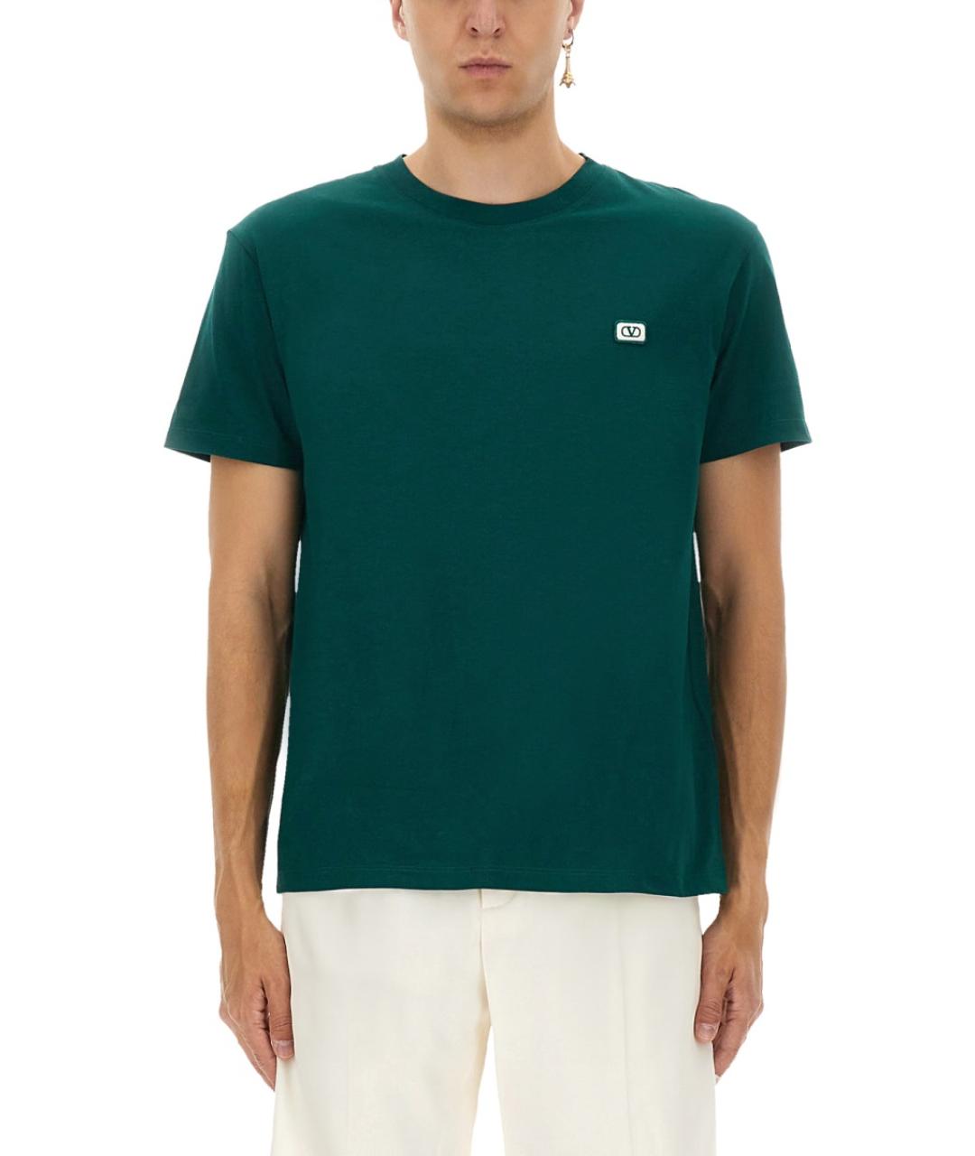 VALENTINO Зеленая хлопковая футболка, фото 2