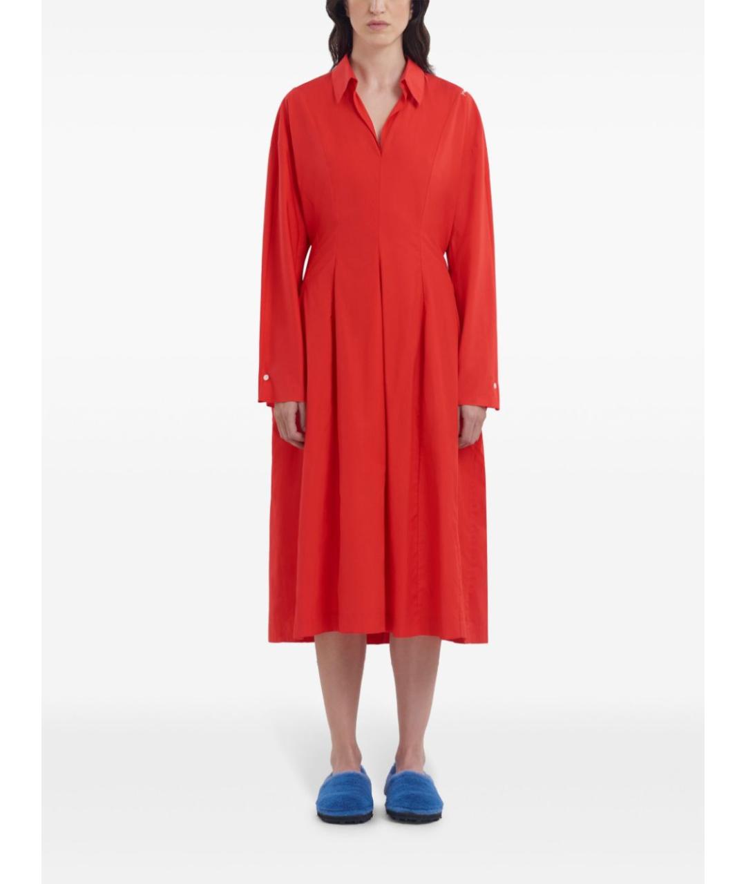 MARNI Красное хлопковое повседневное платье, фото 4
