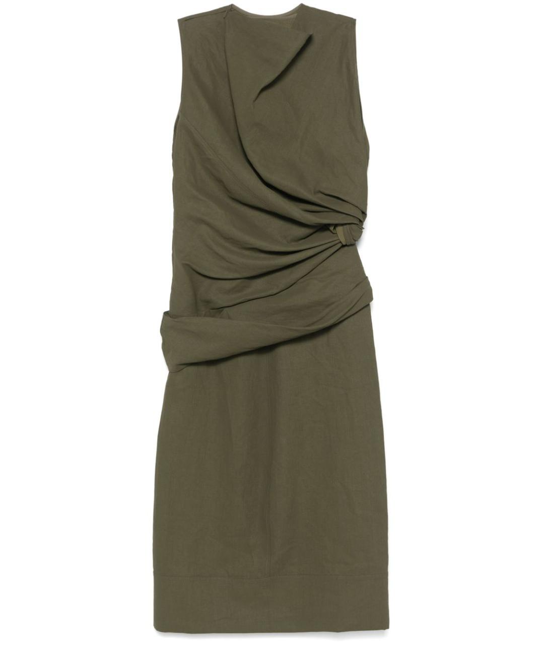JIL SANDER Зеленые льняное повседневное платье, фото 1
