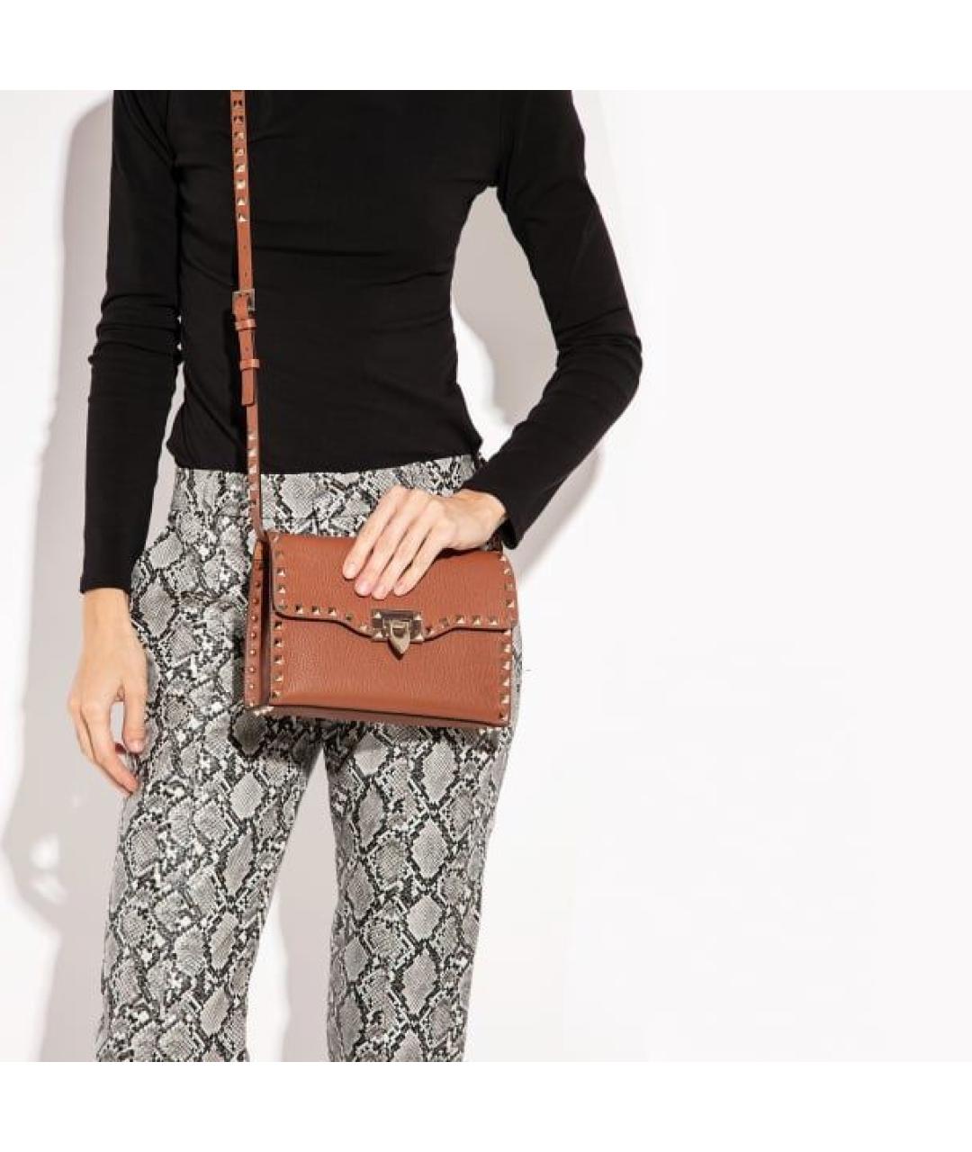 VALENTINO Коричневая кожаная сумка через плечо, фото 4