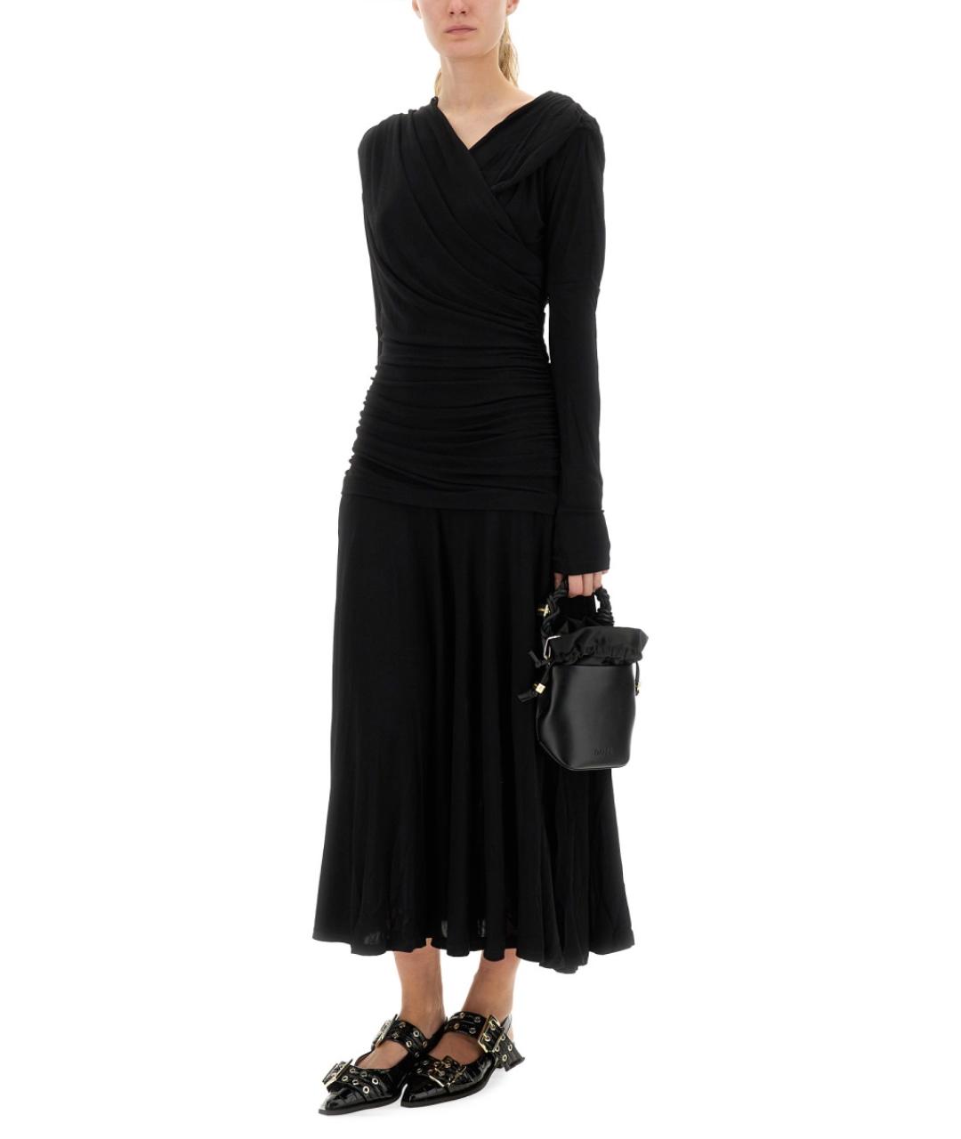 GANNI Черное вискозное вечернее платье, фото 3