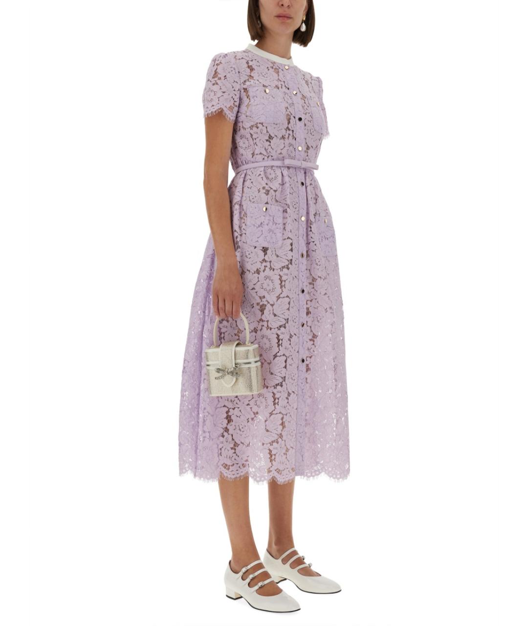 SELF-PORTRAIT Фиолетовое хлопковое повседневное платье, фото 5