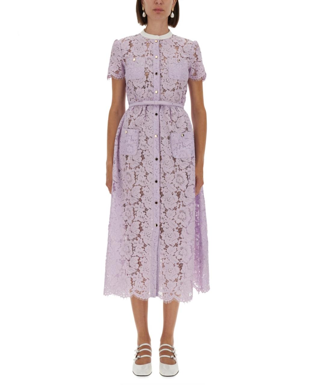 SELF-PORTRAIT Фиолетовое хлопковое повседневное платье, фото 2