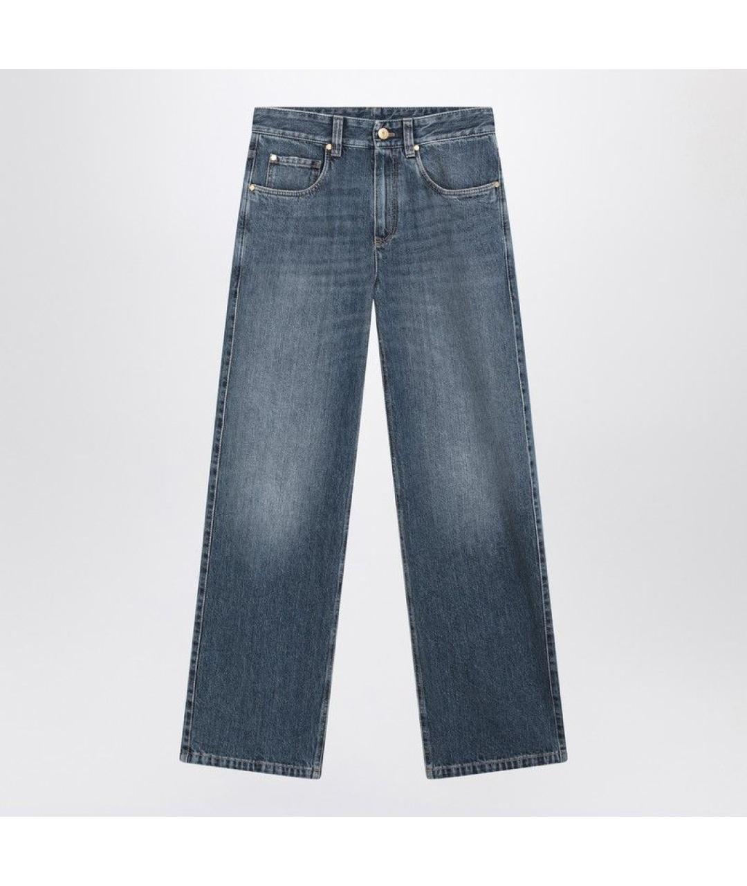 BRUNELLO CUCINELLI Синие хлопковые прямые джинсы, фото 3