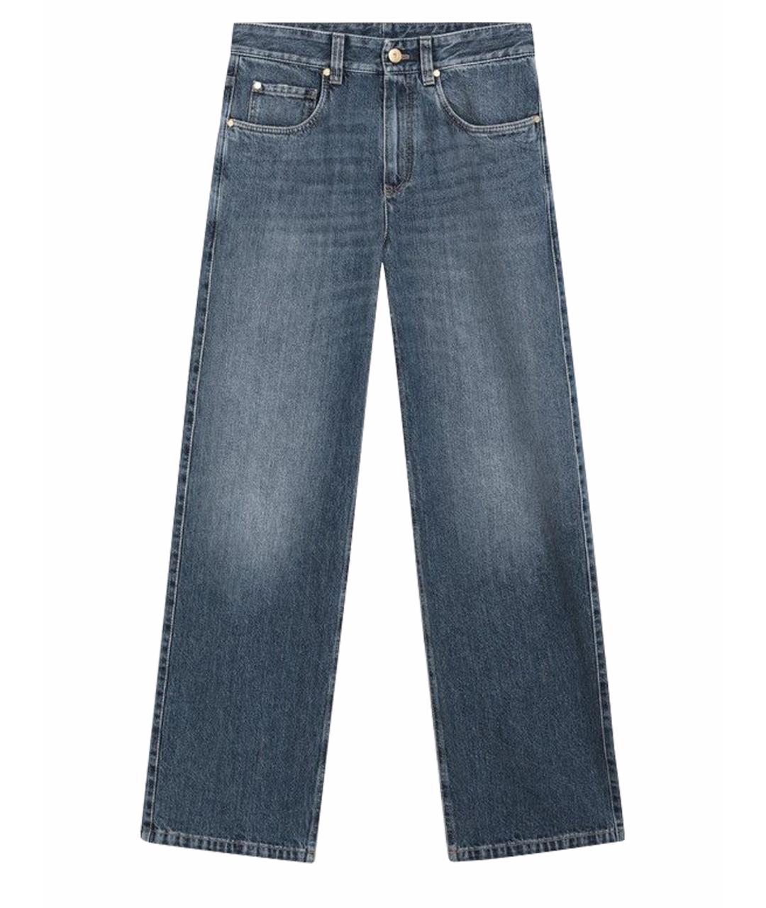 BRUNELLO CUCINELLI Синие хлопковые прямые джинсы, фото 1