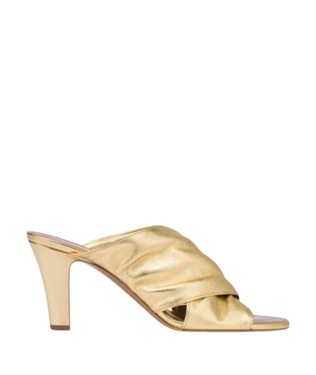 PARIS TEXAS Золотые кожаные мюли, фото 1