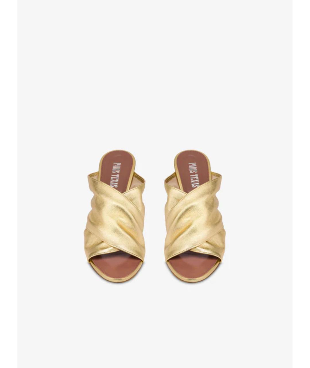 PARIS TEXAS Золотые кожаные мюли, фото 3