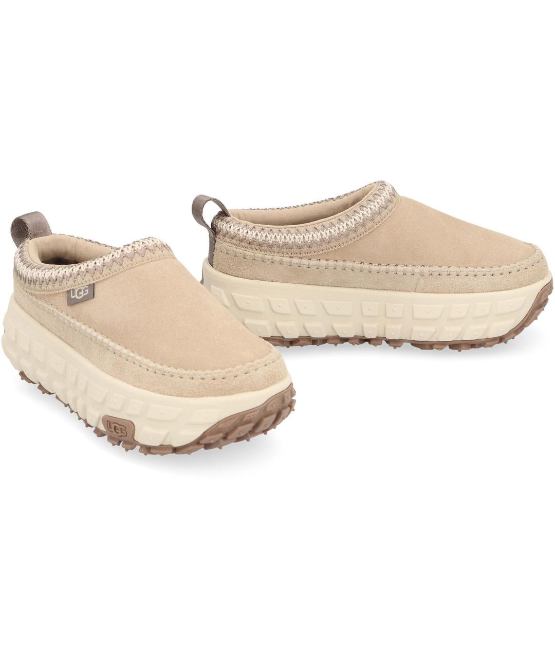 UGG AUSTRALIA Бежевые кожаные низкие ботинки, фото 3