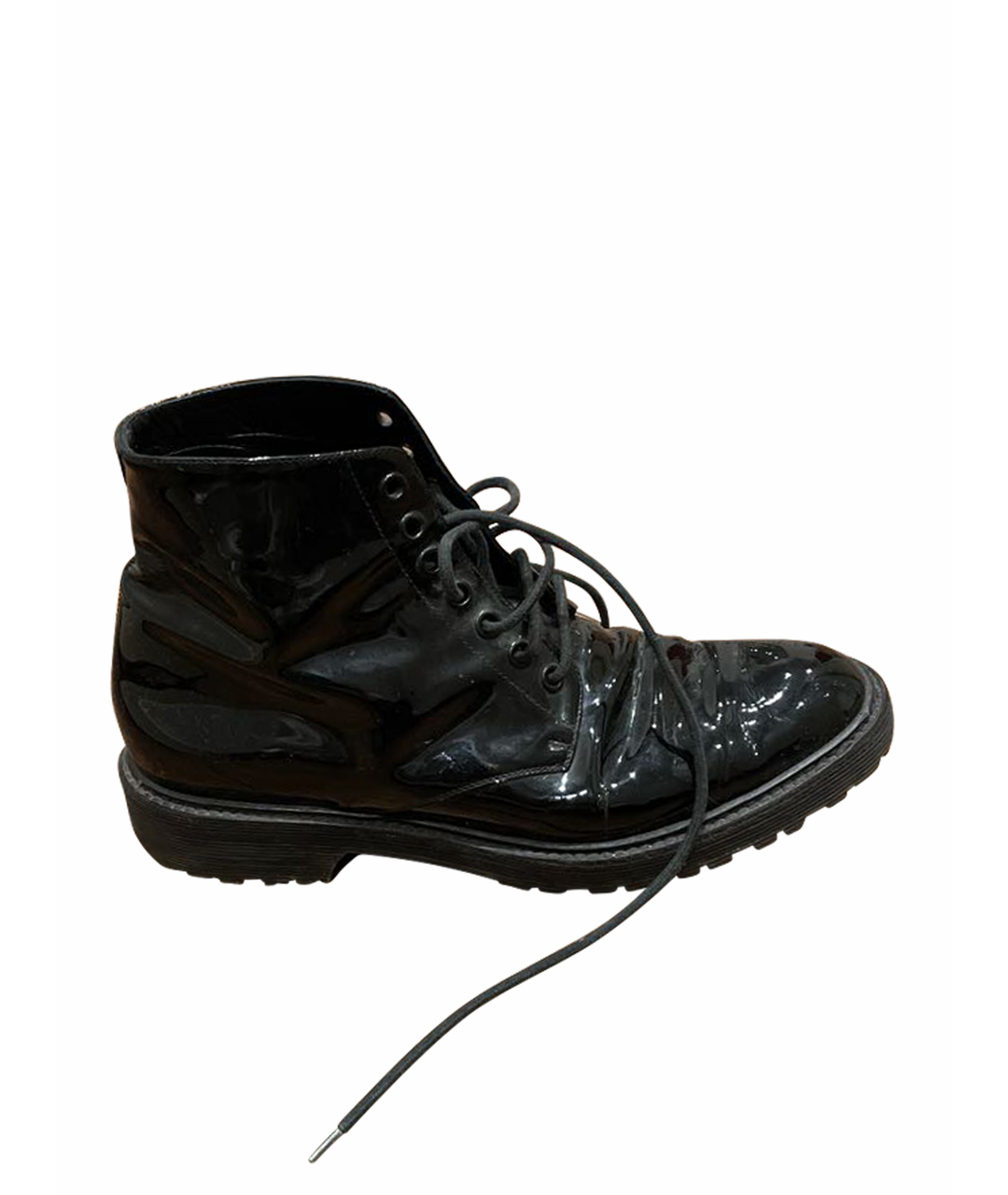 SAINT LAURENT Черные ботинки из лакированной кожи, фото 1