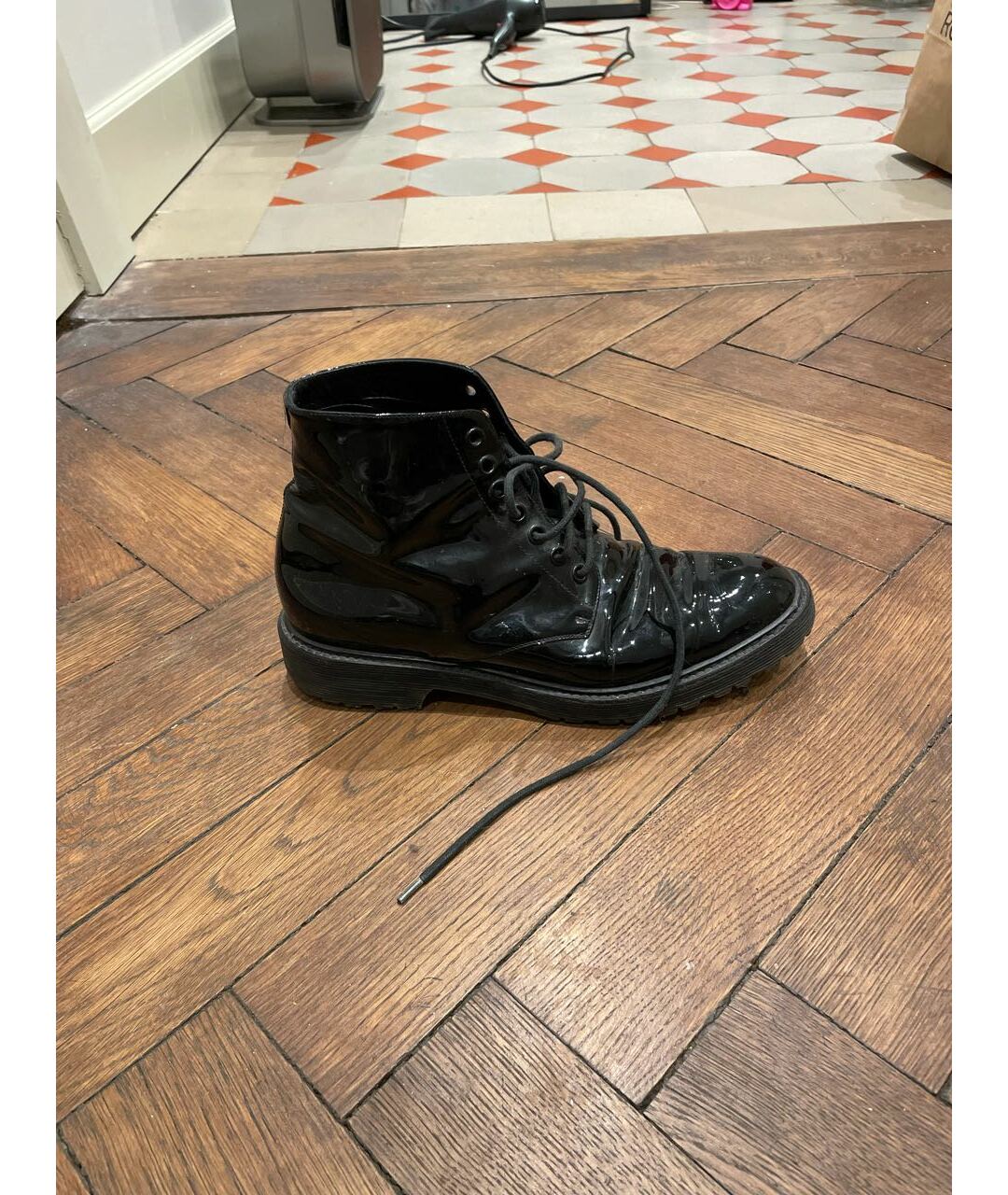 SAINT LAURENT Черные ботинки из лакированной кожи, фото 5