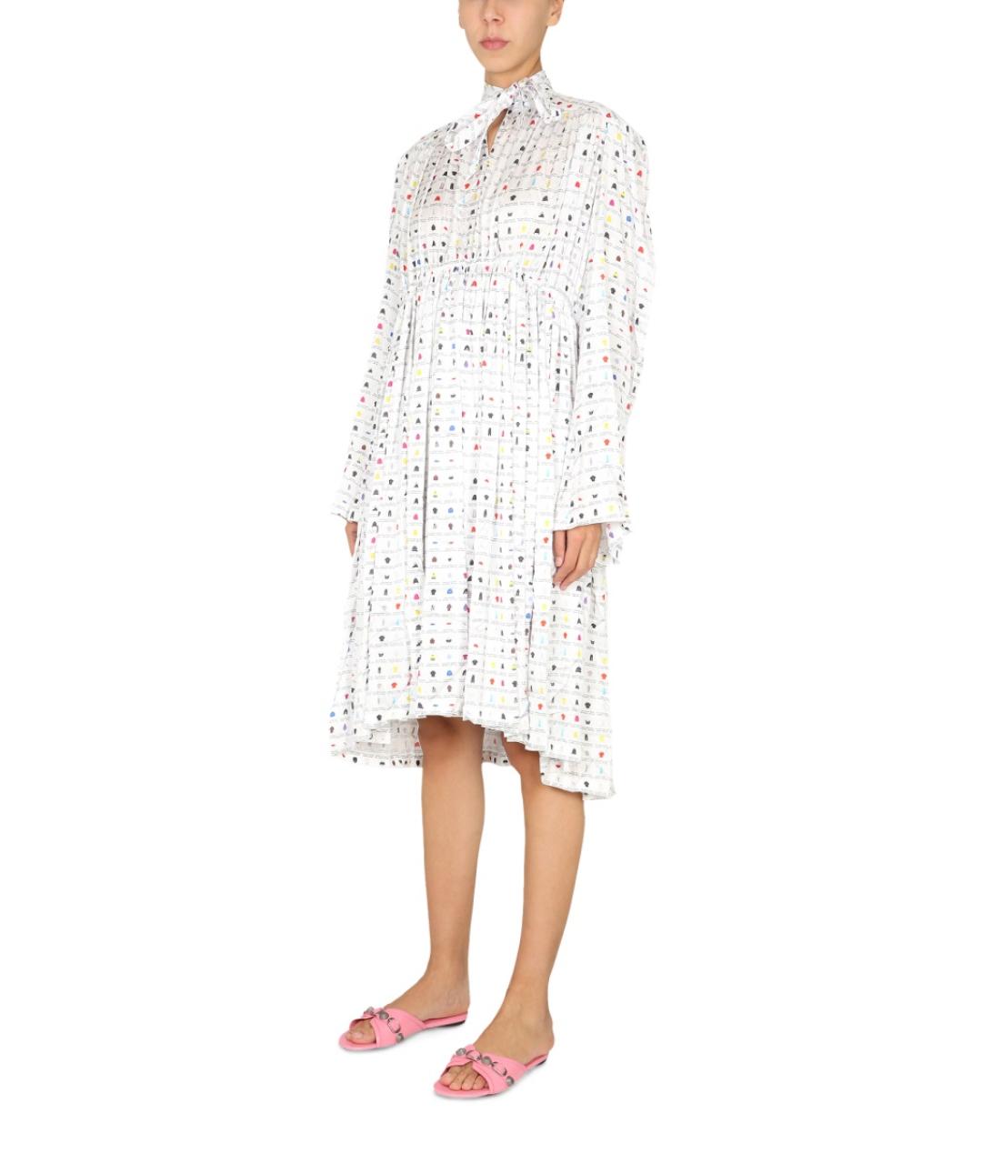 BALENCIAGA Белое полиэстеровое повседневное платье, фото 3