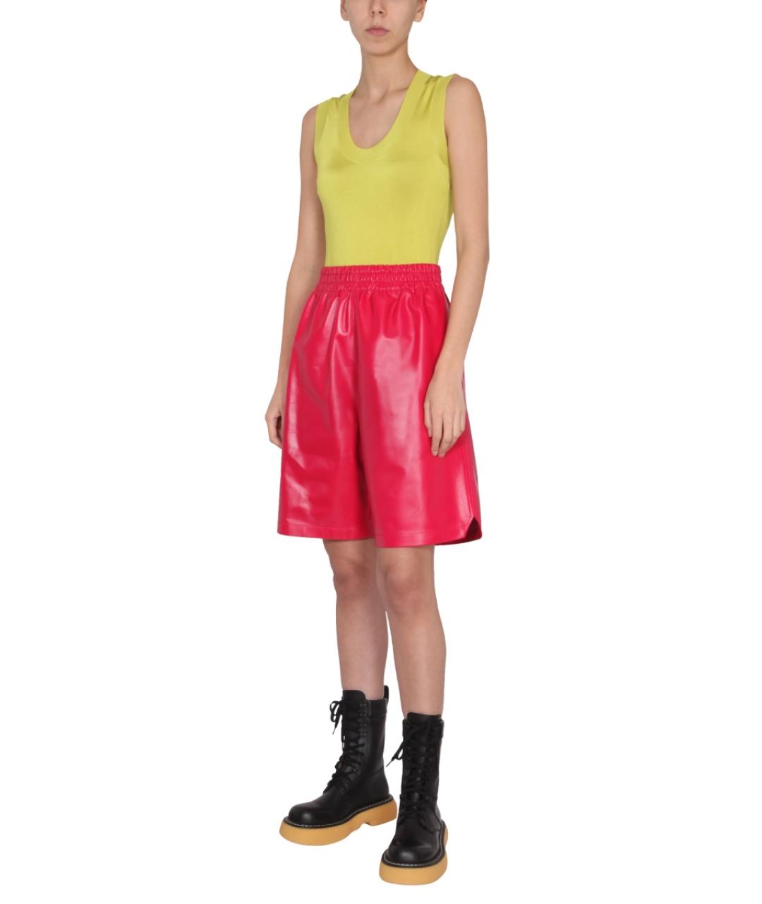 BOTTEGA VENETA Красные кожаные шорты, фото 3