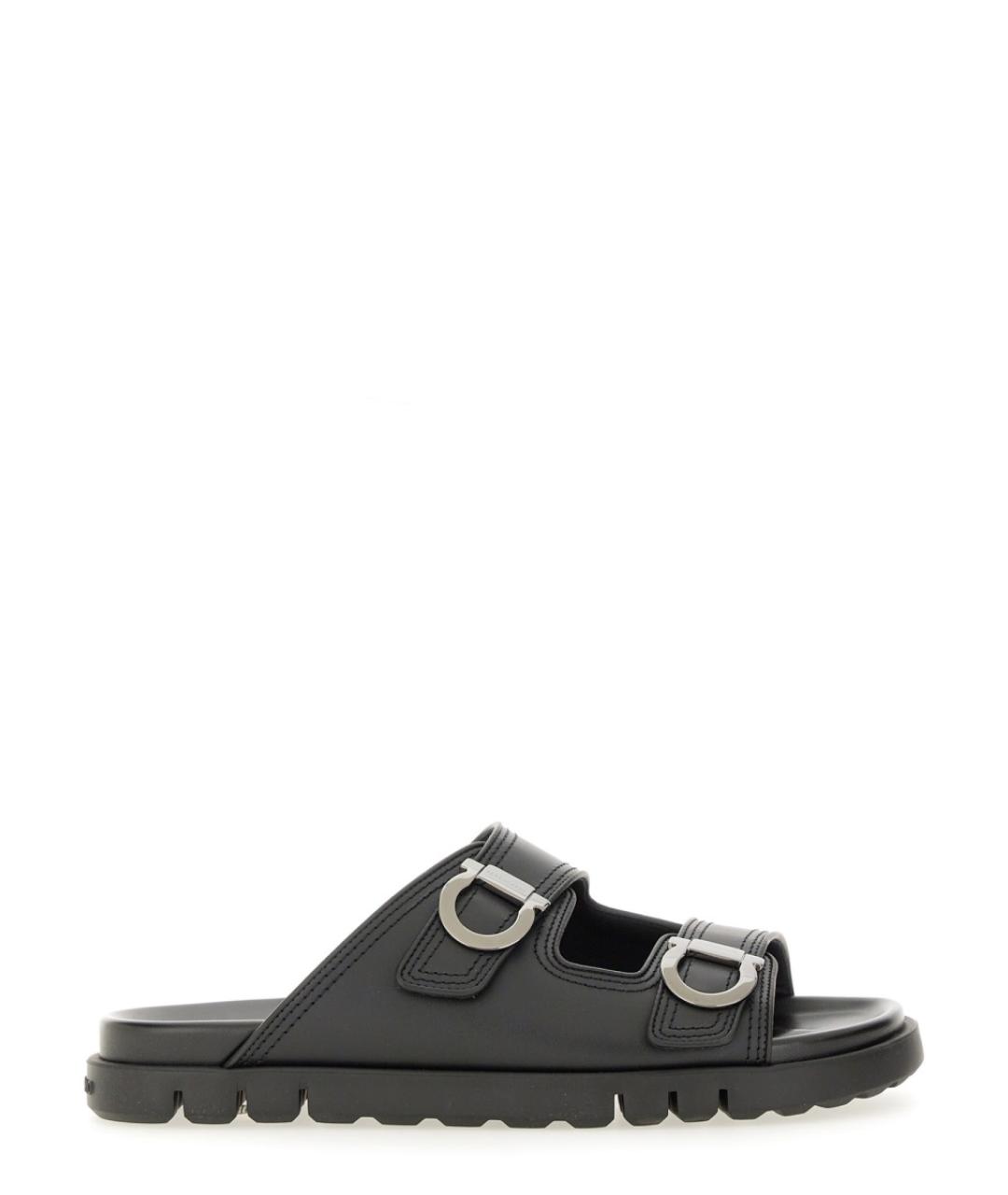 FERRAGAMO Черные кожаные сандалии, фото 1