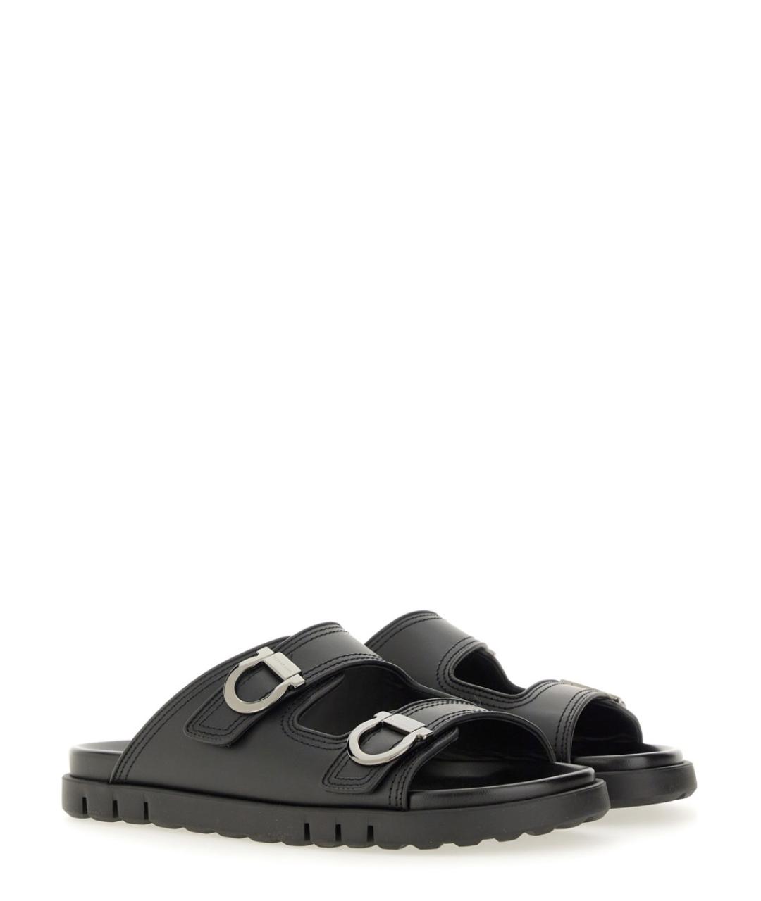 FERRAGAMO Черные кожаные сандалии, фото 2