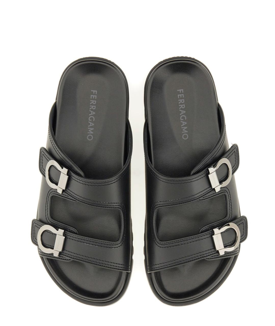 FERRAGAMO Черные кожаные сандалии, фото 5